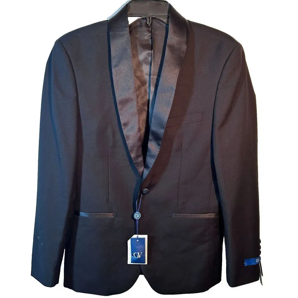 GV Gino Vitale Men's Black TX300 Slim Fit Tuxedo Suit Jacket Size 36S Short